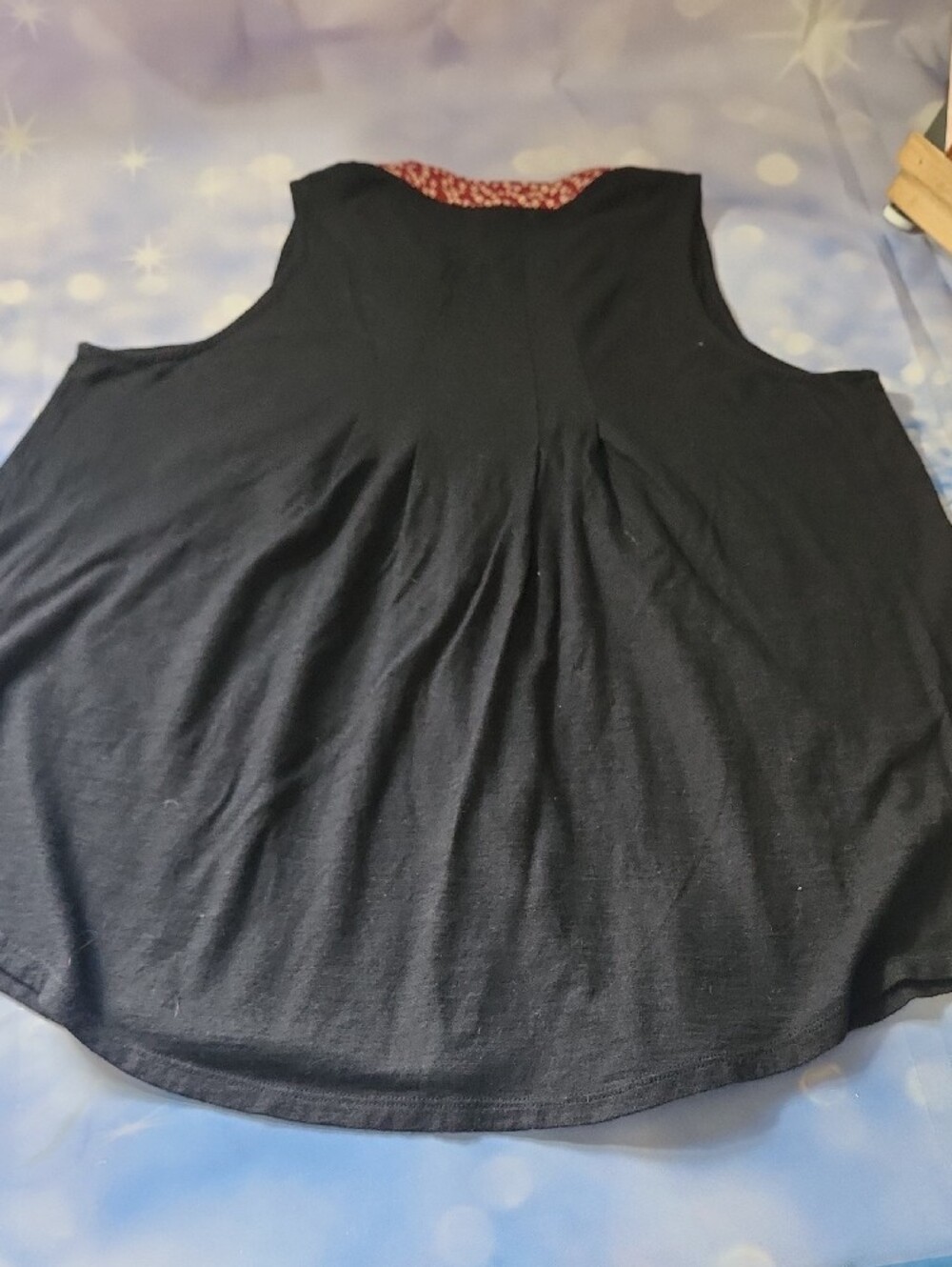 Meadow Rue X Antropology Sleeveless Black Sleeveless with Red Floral Trim - Picture 6 of 8